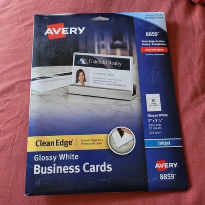 Avery 8859 2'' x 3.5'' True Print Business Cards - Glossy White Quality(200/PK)