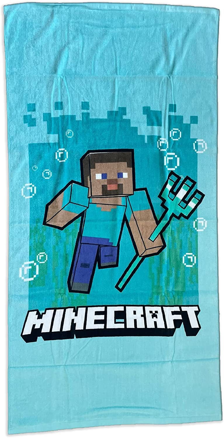 Minecraft Strandtuch Meer Steve Tridente Strand 70x140cm Baumwolle Ovp Offizier