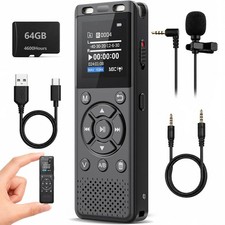 Tonfarb 64GB Digital Voice Recorder with Playback,Audio Recording Device for