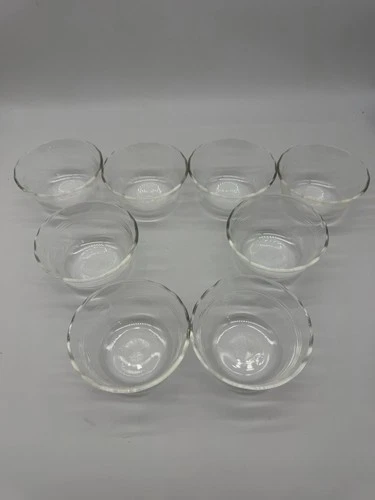 Pyrex Corning 463 Glass Custard Cup Scalloped Edge 6oz Vintage Set Of 8