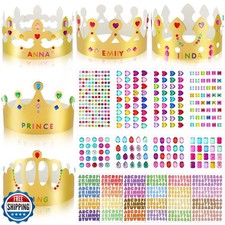 Paper Princess Prince Crowns for Kids Birthday Party Hats Gold for Boys Girls