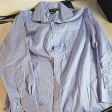 Lauren Ralph Lauren Classic Fit Non-Iron Blue Cotton Dress Shirt 17.5 36/37