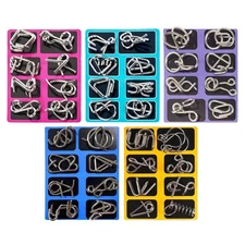 5pcs Metal Brain Teaser Puzzles Ring, 3D Interlocking Metal Wire IQ Logic Game