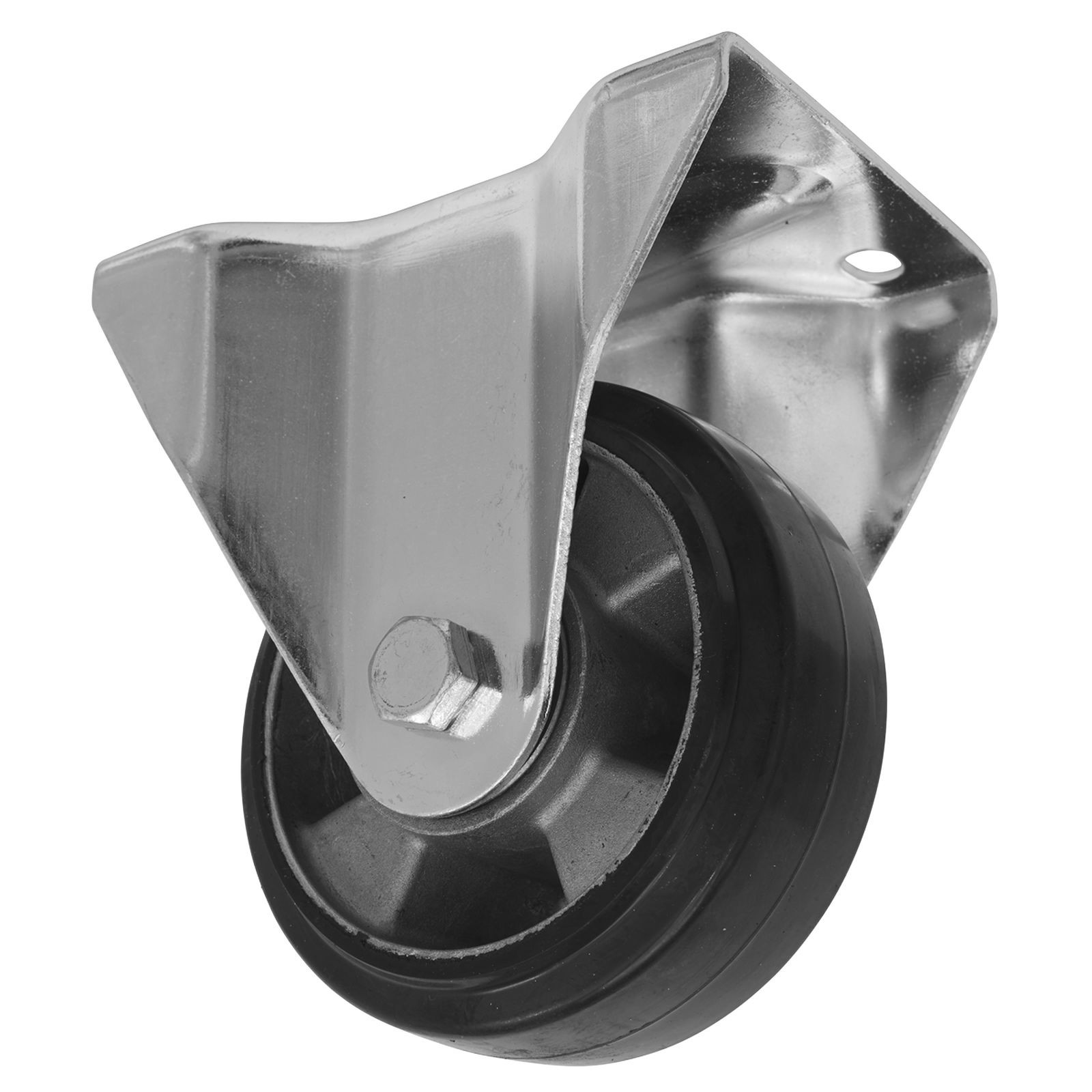 Sealey Heavy-Duty Rubber Fixed Plate Castor Wheel Ø125mm - Trade - SCW5125FPEM
