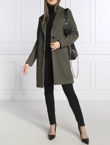 Women Karen Millen Coat Khaki Polyester 32 / XXS /
