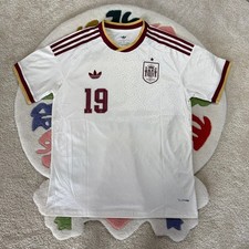 Adidas Spain Lamine Yamal 19 Away Jersey White Burgundy Gold Mens Large