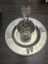 Vintage Selandia Stainless Steel Bunny Child Plate, Cup, Fork  Spoon 1986