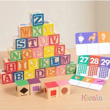 26 colorful letter blocks ABC Wooden block Cart Preschool Learning