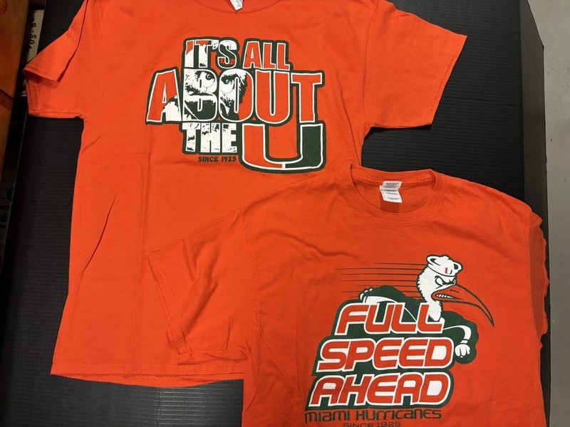 University Of Miami UM Tshirts Lot Of 2 It’s All About You The U Size Large