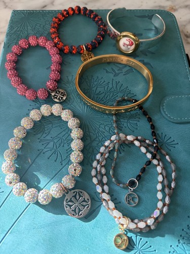 Rustic Cuff Bracelet Lot Of 7 Crystals Beaded Clamp Cuff Signed READ DESCRIPTION
