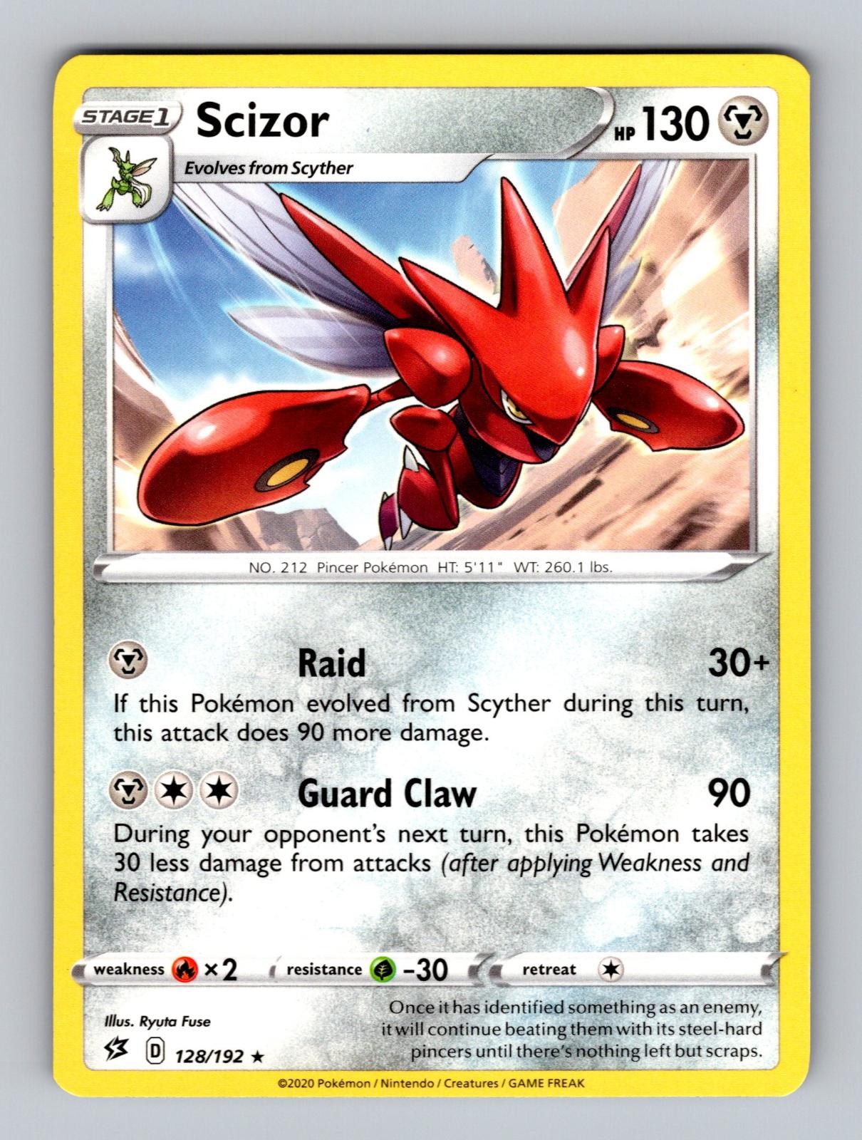 Scizor 128/192 Rare Rebel Clash Pokemon Near Mint