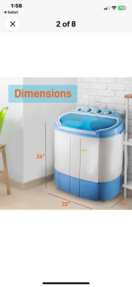 Pyle Compact & Portable Washer & Dryer, Mini Washing Machine and Spin Dryer - Image 2 of 3