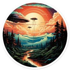 Ufo Alien Invasion - Vinyl Decal Sticker - Car Window Laptop - Ebn11767