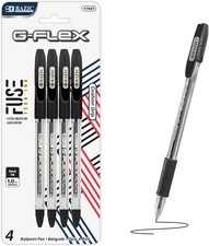 BAZIC G-Flex Black Oil-Gel Ink Pen w/ Cushion Grip 4/Pack
