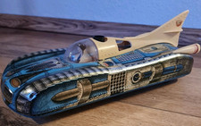 Holdauto Perion Blechspielzeug Auto futuristisch mit Cockpit blau/creme