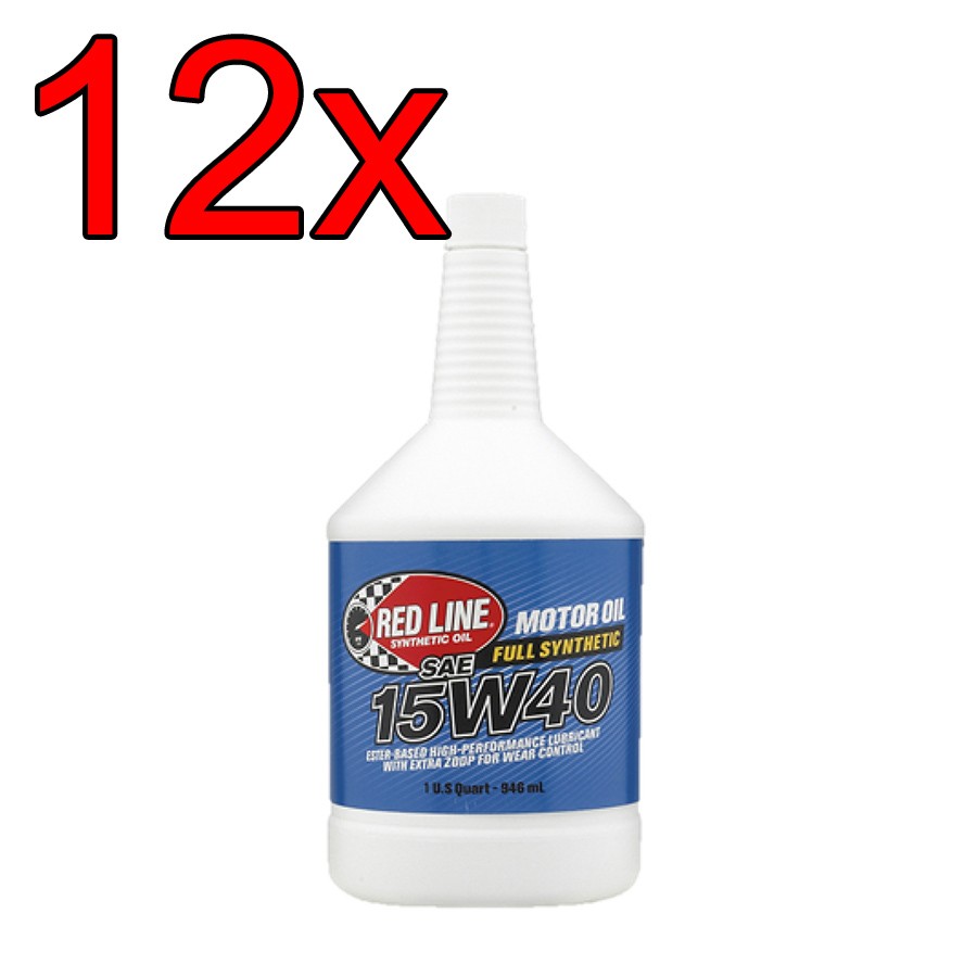 [Case of 12] Red Line Full Synthetic 15W40 Diesel Engine Motor Oil 1 Quart