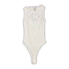 Altard State Womens Small White Ribbed Cut Out Sleeveless Bodysuit BE21139 NWT