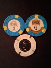 3er Set $1 Casino Chips Golden Nugget Las Vegas & Atlantic City  Sammlerstücke