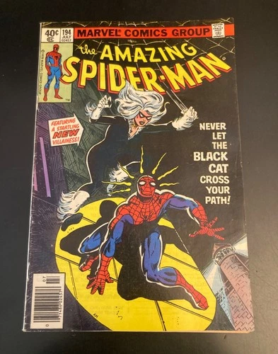 AMAZING SPIDER-MAN #194 *Black Cat Key!* Newsstand! (FN+ to FN++) *Very Bright!*