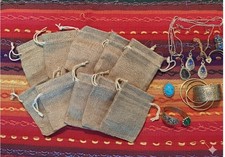 10 Jewelry Mini Bags, Storage Khaki Natural Burlap Linen Mini Jute 3.5x 2.5