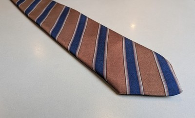 John Comfort for Edward Chapman Vancouver Wool & Silk Tie Brown & Navy Stripe