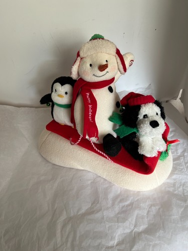 Hallmark 2007 Jingle Pals Schneemann Schlittenfahrt musikalisch animierter Schlitten Pinguin Hund - Bild 4 von 5