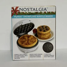 Nostalgia MyMini Snowflake Waffle Maker 5" Kid Breakfast Brunch Dorm Camper Gift