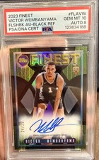 2023 FINEST FLASHBACK AUTOGRAPH VICTOR WEMBANYAMA AU-BLACK REF /25 PSA 10 POP 1