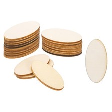 40x20x2mm Wood Pieces, 20 Pack Unfinished Oval Wood Shapes Wooden Cutouts