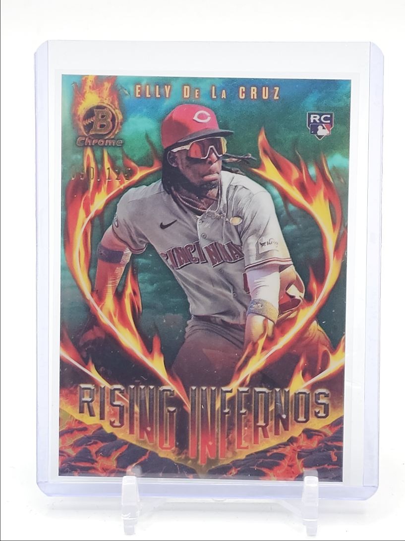 ELLY DE LA CRUZ 2024 BOWMAN CHROME RISING INFERNOS ROOKIE AQUA RC /125 Q6438