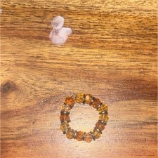 Brown and Orange Beaded Round Fashion Ring