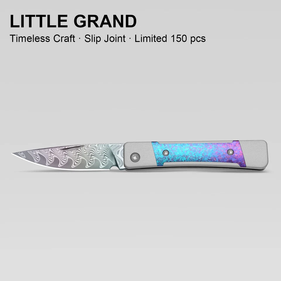 Cuchillo Plegable Kizer Little Grand Arco Iris Hoja Damasco Mango Titanio Limitado Foto 3 de 4