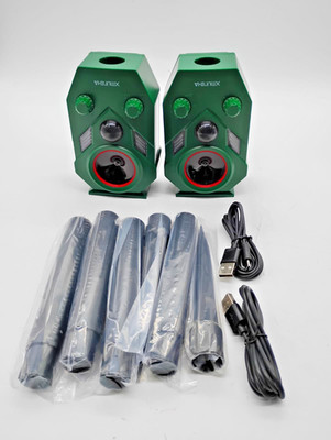 Solar Ultrasonic Animal Repellent 2 Pack Motion Sensor Waterproof Deer Cat Green