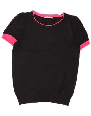 Marks & Spencer Damen Pullover Pulli U-Boot-Ausschnitt UK 12 Medium Schwarz BV21