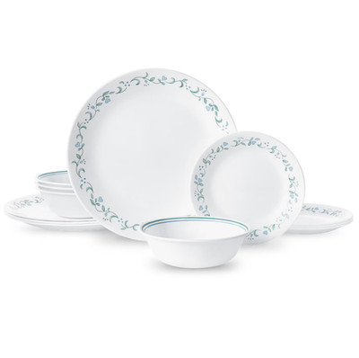 Corelle Country Cottage 12-Piece Glass Dinnerware Set (Service for 4)