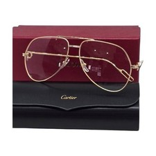 Cartier CT0116O Aviator Eyeglasses 003 Gold Metal Frame Clear Demo Lens 60mm NEW