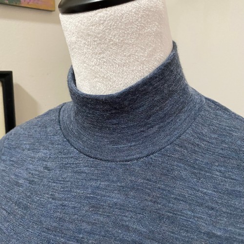 Wicked Wool Turtleneck Size Medium Blue Heather Long Sleeve Top Wool Blend - Picture 8 of 9