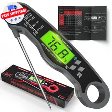 Instant Read Meat Thermometer Digital - Waterproof Food Thermometer with Backlig