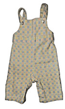 Vintage Health-Tex Corduroy Pastel Blue Orange Checkered Overalls 3 months