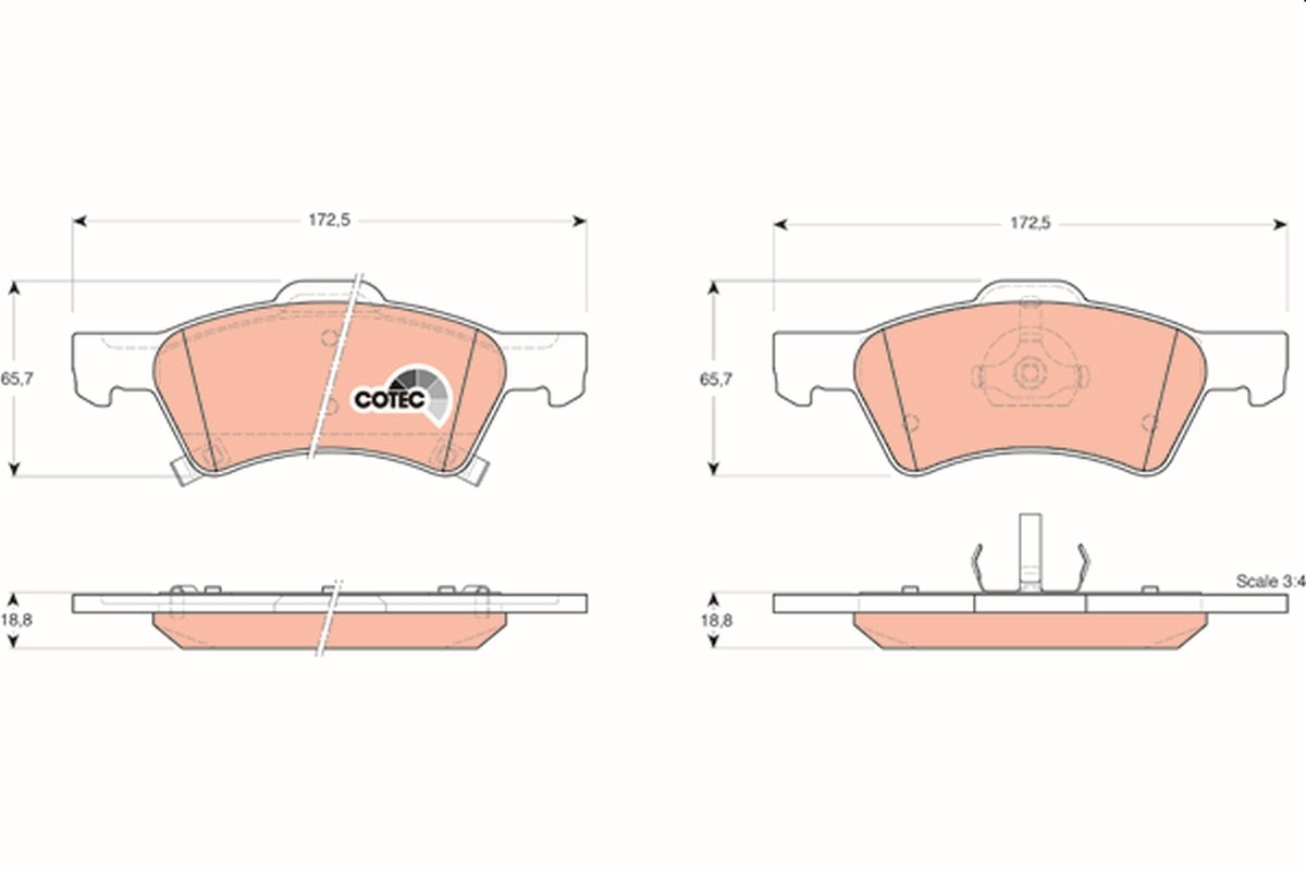 Front TRW-OE GDB4129 Brake Pad Set, disc brake for CHRYSLER,DODGE