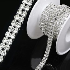 Crystal Rhinestone Close Chain Trim,2 Yard 2 Row Diamond String 2 ROW-CRYSTAL