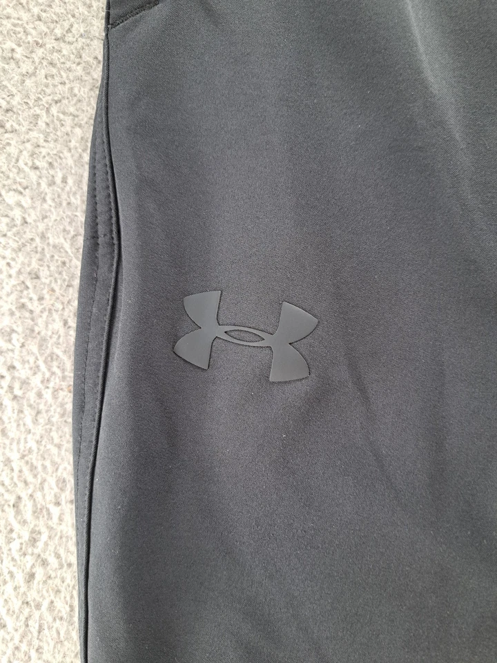 Under Armour Track Pants Mens Large 32x29 Black Fitted Heat Gear Athletic Logo - Image 3 of 4