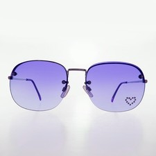 Purple Rimless Vintage Sunglasses with Rhinestone Heart - Trixie