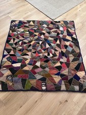 Handmade Antique Crazy Patchwork Quilt 1899 Cotton Silk Multicolor