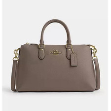 Coach Brown Pebbled Satchel Top Handle Zip w Detachable Strap, Pockets, Charm