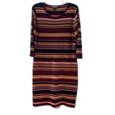 Allison Brittney Striped Lightweight Sweater Pencil Dress Shimmer Size L
