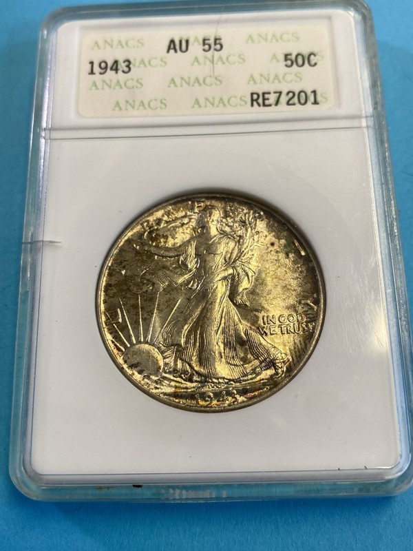 1943-P Walking Liberty Half Dollar ANACS AU 55 Old Soap Box Holder