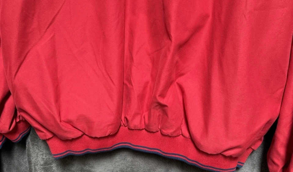 Pullover para hombre ropa deportiva rojo Tri Mountain XLT puños acanalados, cuello ribete azul marino Foto 3 de 4