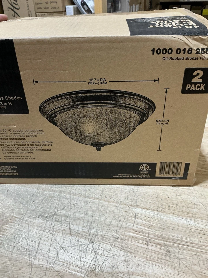 12,75 pol. Luminária de teto embutida bronze 2 luzes com vitrais de chá (pacote com 2) - Imagem 2 de 4