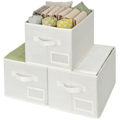 Closet Organizer Bins with Label Holder Fabric Storage Baskets Foldable Stora...